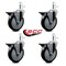Service Caster 5'' Black Poly Swivel 7/16'' Grip Ring Stem Caster Set with Brake, 4PK SCC-GR20S514-PPUB-BLK-PLB-716138-4 - alternate 2